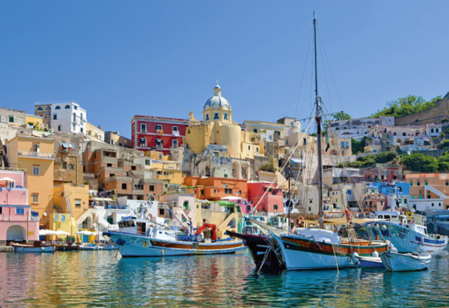 Procida bay at sunset